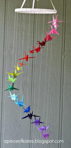 Rainbow origami mobile