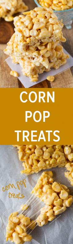 Corn pop treats are a fun spin on the classic rice krispy treat! These corn pop treats will bring you right back to childhood!
