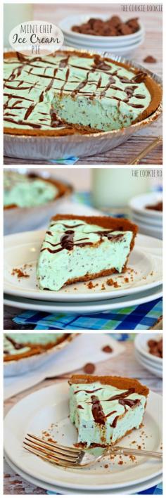 3 Ingredient Mint Chip Ice Cream Pie: Graham Cracker Pie Crust Mint Chip Ice Cream Caramel