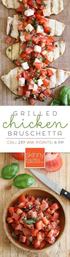 
                    
                        Grilled Chicken Bruschetta – a delicious, light summer dish!
                    
                