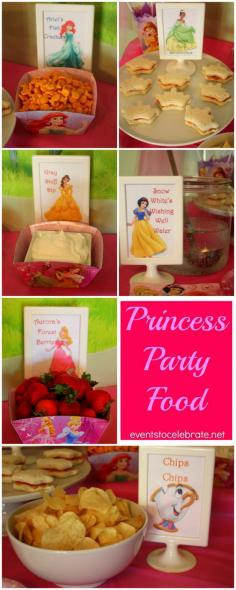 
                    
                        Disney Princes Party Ideas: cute food ideas with free printables! Events To Celebrate
                    
                