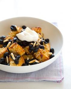 
                    
                        Honey-Sesame Dessert Panzanella with Mashed Blueberries & Toasted Almonds
                    
                