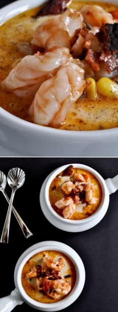 
                    
                        Fresh Corn Chowder with BBQ Shrimp I howsweeteats.com
                    
                