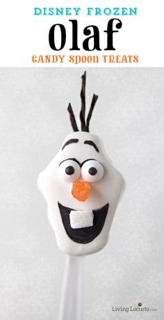 Olaf Disney Frozen Marshmallow Pops! Cute and easy candy treat for a party. Fun food idea by LivingLocurto.com