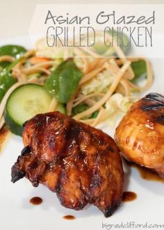 big red clifford: asian glazed grilled chicken  asian noodle salad
