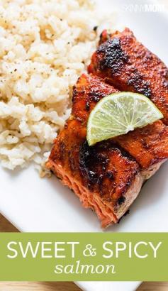 Sweet and spicy salmon dish is healthy and delicious! (Substitute honey for brown sugar)