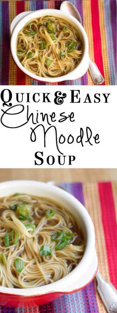 Quick & Easy Chinese Noodle Soup ... this reipe is not only quick and easy, but it’s delicious too! If you make this soup, you’ll never make the instant kind again ............. #DIY #soup #chinese #recipes #food #oriental