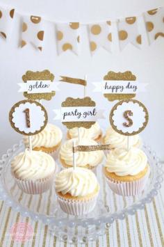All That Glitters: Golden Birthday Party cupcake topper
