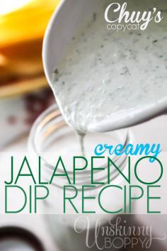 Chuy's Creamy Jalapeno Dip copycat recipe