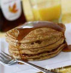 Delicious Whole Wheat and Flax Pancake Recipe #recipe #breakfast skiptomylou.org.. Use stevia