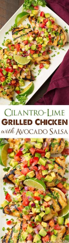 
                    
                        Grilled Cilantro Lime Chicken with Avocado Salsa - easy to prepare, healthy, amazingly flavorful and delicious! Anything is good when you add avocado right?
                    
                