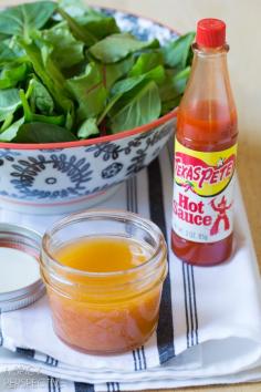 Spicy Texas Pete Vinaigrette that adds a little kick to your daily salad! Make your boring salad a masterpiece by whipping up this quick recipe. Texas Pete