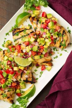 
                    
                        Grilled Cilantro Lime Chicken with Avocado Salsa
                    
                
