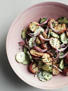 Creamy Cucumber & Grilled Potato Salad | Food & Wine. #BBQ #barbecue #food #potatosalad #grilling