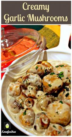 Creamy Garlic Mushrooms. This is a very quick, easy and delicious recipe, perfect as a side, serve on toast for brunch, or add to some lovely pasta!  Garlic Mushrooms! This is an incredibly quick, easy and flexible which allows you to make ahead, or serve right away. I often serve this with a nice piece of steak, and pour the sauce over it. I've added some suggestions at the end of the recipe to hopefully inspire you to change it around (if you want to) and create a wonderful dish your family will enjoy. This can be served as a starter, with some nice warm crusty bread to mop up the lovely sauce, or as a side dish, or as part of a pasta dish, or as a brunch, served on a slice of toast. The choice is yours, so please enjoy!  Prep Time: 5 minutes Cook Time: 10 - 20 minutes Yield: 2  Ingredients 8 oz or 225 g whole white mushrooms 2 cloves of garlic, minced 2 tablespoons of Cream Cheese. (you can also use low fat variety) 1 teaspoon of fresh or , such as tarragon, basil, parsley salt & pepper 1 teaspoon of Olive Oil  Instructions: 1. Heat a pan with a teaspoon of oil and add the mushrooms and garlic on medium heat. Stir and toss until soft and a little liquid is released from the mushrooms. If the mushrooms do not release any liquid, add a couple of tablespoons of milk or broth. (Sometimes, depending on the season, mushrooms can vary in juiciness!)  2. Then add the cream cheese and combine. Add the herbs and taste, season to your taste with salt and pepper.  TIP: To avoid the cream cheese from splitting, you should make sure the heat is not too hot, if you are not sure, remove the pan from the heat whilst you add the cream cheese, combine well, then return to a gentle heat until the sauce is bubbling gently and heated through completely. As you will know, any have a tendency to split or curdle if you add them to any high temperatures, so do not turn the heat up!!  3. Serve straight from the pan, or you can transfer to an oven dish and place in the oven (covered) to keep warm until you are ready to serve.  TOP TIP! Some other ways to change this recipe up :  add some chopped bacon sprinkle some grated cheese and or breadcrumbs over the top and place under the grill /broiler until golden and melted add some onion with the mushrooms Serve on a slice of toast for brunch, then place under the broiler / grill with some grated cheese. Delicious!  Serve hot with anything you like! I often make this recipe to serve with a nice piece of steak, chicken or pork, and use the sauce in the pan to pour over. it is also nice to serve alongside pasta, and for this, I would remove the mushrooms from the pan once cooked, and toss the cooked pasta in the , then serve with a sprinkling of Parmesan over the top. The possibilities are endless and you can really use your imagination and experiment with the foods your family loves. #mushrooms #garlic #easyrecipe