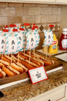 Ahoy! Pirate Party Details!-Party Food Pirate Ships! Jrs first birthday party!