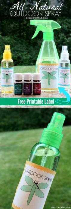 
                    
                        This easy to make Chemical Free Outdoor Spray is perfect when enjoying all outdoor activities and safe to spray all over the kids and family! I LOVE that it is all natural! Plus a Free Printable Label  |   OHMY-CREATIVE.COM
                    
                