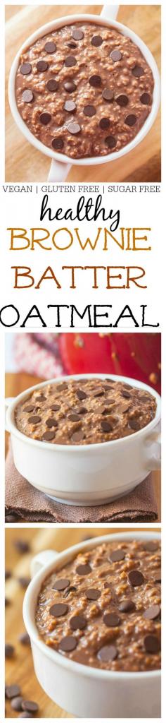 
                    
                        The Ultimate {Healthy!} Brownie Batter Oatmeal-  Just like dessert- Vegan + GF  Thebigmansworld - thebigmansworld.com
                    
                