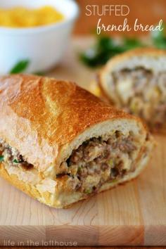 stuffed french bread cheeseburger.