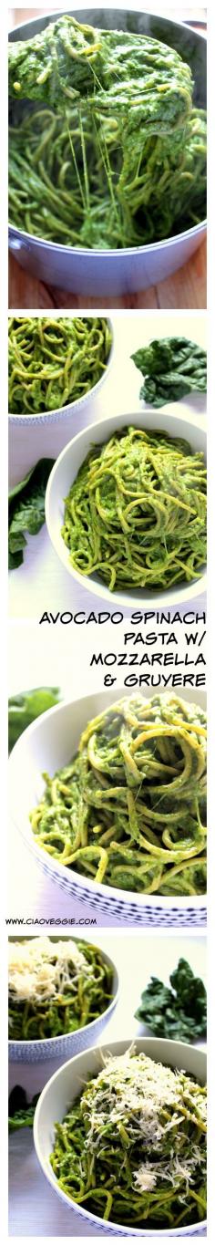 Creamy avocado spinach pasta. With cheese