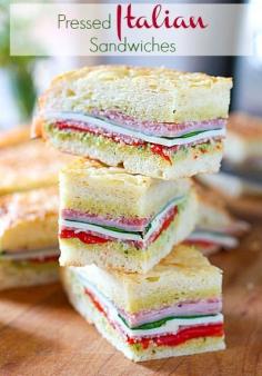 Pressed Italian Sandwiches. Lovely for a summer party. EAT GOLD : FOLLOWING APRIL