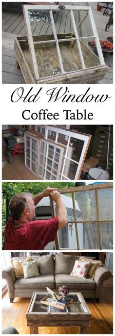 DIY Window Coffee Table Tutorial - Marty's Musings. Maybe putting fabric in the window panes for a pop of color