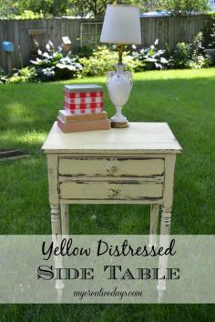 mycreativedays: Yellow Distressed Side Table