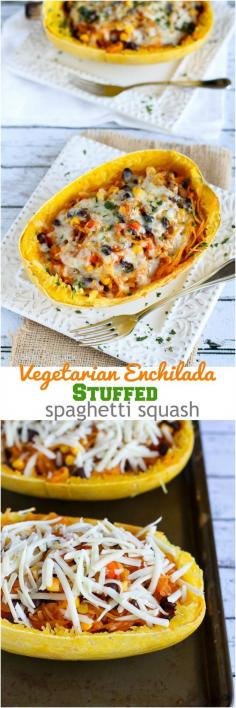 
                    
                        Vegetarian Enchilada Stuffed Spaghetti Squash...A healthy dinner with tons of flavors!  323 cal and 9 Weight Watcher PP | cookincanuck.com #recipe
                    
                