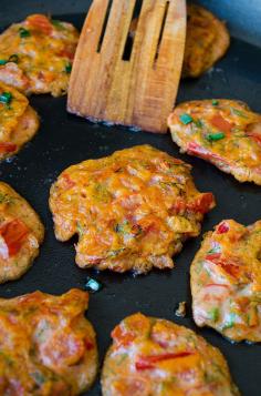 Tomato Fritters with Feta are a little crispy on the outside and quite moist and full of flavors on the inside. Perfect for summer parties! | #tomatorecipes #tomatofritters #fritters #summerrecipes #summerappetizers #vegetarianrecipes