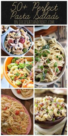 50+ Perfect Pasta Salads ~ You name it we have it! Everything from vegan to meat lovers, these pasta salad recipes will spice up your summer.