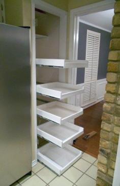 DIY pull out pantry shelves  I pretty much adore this idea