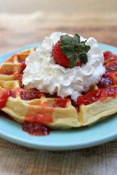 {NEW} Strawberry Waffles #recipe + @KitchenAidUSA Waffle Baker Giveaway! from @RecipeBoyBlog http://buff.ly/16Hn91b