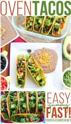 
                    
                        20 Minute Recipe! This Oven Tacos Recipe is so easy to make plus it makes enough to feed a crowd! They're economical and you can customize them to fit your family's taste buds!
                    
                