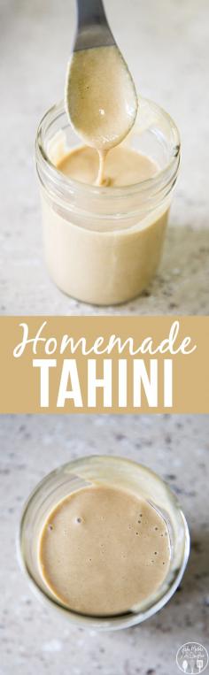 
                    
                        Homemade Tahini - this homemade tahini is only 2 ingredients and only takes about 8 minutes to make and its perfect for use in any recipes, especially homemade hummus!
                    
                