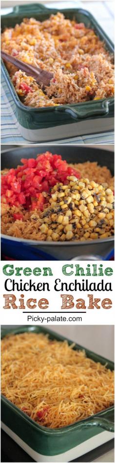 Chicken Enchilada Rice Bake, dinner done in under 30 minutes! Simple weeknight dinner idea :)