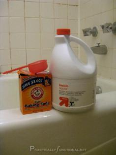 How To Clean Grout With A Homemade Grout Cleaner - The simple recipe is just 3/4 cup of baking soda and 1/4 cup of bleach and old toothbrush for scrubbing.