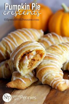 Pumpkin Pie Crescents.                                  Click on the link for more amazing recipes involving cressant dough