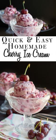 Quick & Easy Homemade Cherry Ice Cream - Erren's Kitchen #recipe #dessert #pink