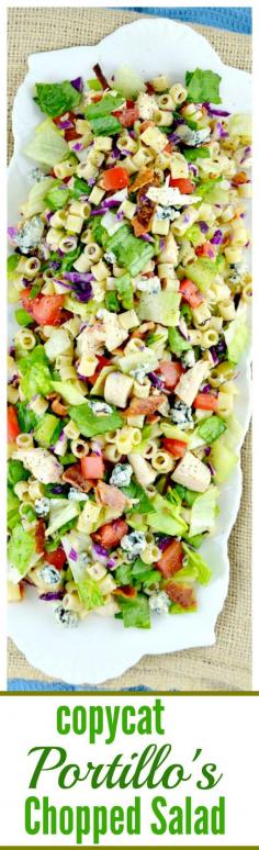 
                    
                        Portillo's Chopped Salad-this is a copycat recipe just like the delicious restaurant version. Loaded with great veggies, lots of goodies and dressed in a sweet Italian dressing,
                    
                