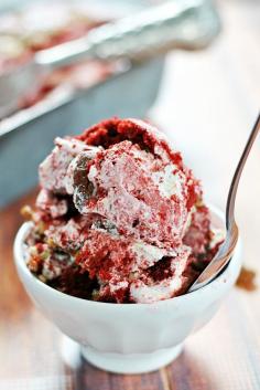 Cheesecake Ice Cream comes together with classic Southern Red Velvet Cake to make a truly delicious (and EASY to make) ice cream treat. No machine necessary!