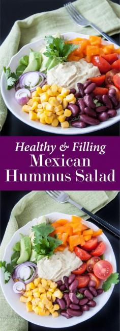 
                    
                        Healthy Mexican Hummus Salad Bowl Recipe | VeganFamilyRecipe... | #cleaneating #vegan #vegetarian #glutenfree #lunch
                    
                