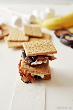 Peanut Butter Banana Bacon S'mores