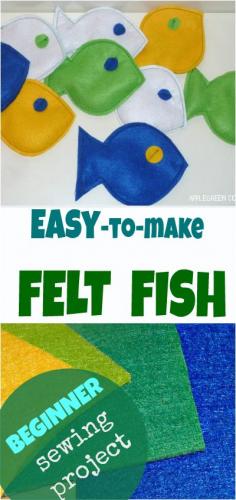 An idea for making easy felt fish for kids to play with - it has corn stufing. A fun and easy sewing project!