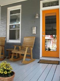 Our house is white and gray. I love the idea of an orange door. It would really wake up our neighborhood.