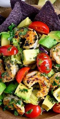 
                    
                        Shrimp and Avocado Taco Salad - Iowa Girl Eats
                    
                