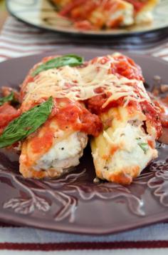 
                    
                        Parmesan Chicken Manicotti, easy to whip up extras and freeze for busy weeknights! #freezerfriendly #comfort
                    
                