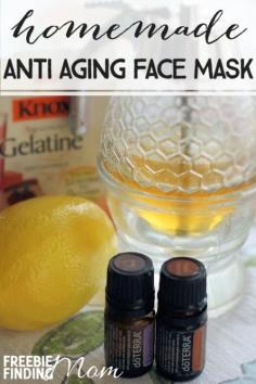 Kick the signs of aging to the curb with this homemade anti-aging face mask. Simply combine a handful of ingredients (many of which you likely have in your kitchen already) and a couple of drops of frankincense and lavender essential oils and you have yourself a powerful DIY beauty recipe that will combat the signs of aging. Before you consider extreme treatments like Botox to diminish wrinkles and firm the skin, give this homemade beauty recipe a try.   I need this. Cuz I'm old.