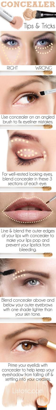 #1. Not knowing how to use your concealer | 20 Beauty Mistakes You Didn't Know You Were Making #makeup #tips #hair #foundation #howto