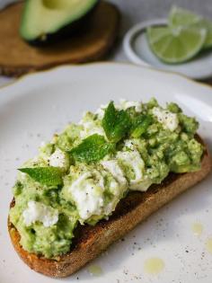 Avocado and goat cheese with lime on toast #partyfood #appetizers #healthy #recipe #yum
