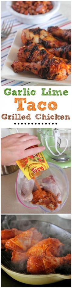 Garlic Lime Taco Grilled Chicken!  Simple summer grilling recipe! #chicken #dinner #grill